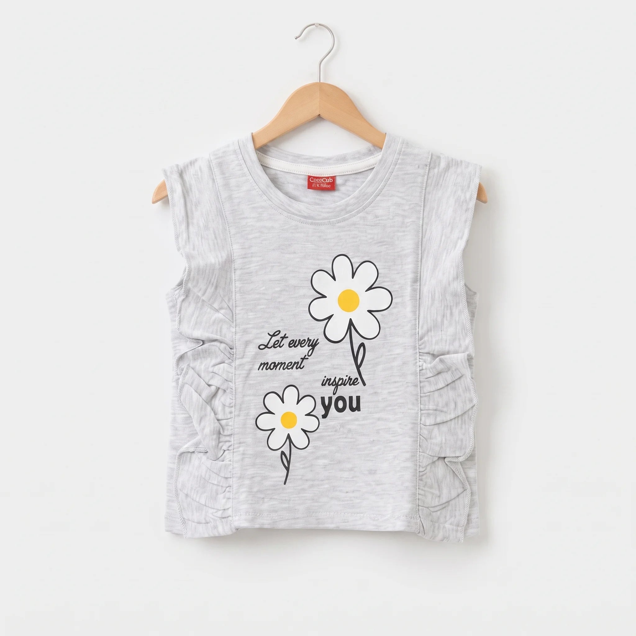 Sun Flower Both Side Frill Oatmeal T-Shirt Girls ( R-526 )