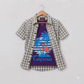 California Purple Check Cream Double Casual Shirt Boys ( R-472 N )