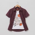 Go Run Play White Inner Maroon Double Casual Shirt Boys ( R-417N )