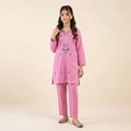 Embroidery All Over Print Pink 2Pcs Suit Girls ( R- 541 )