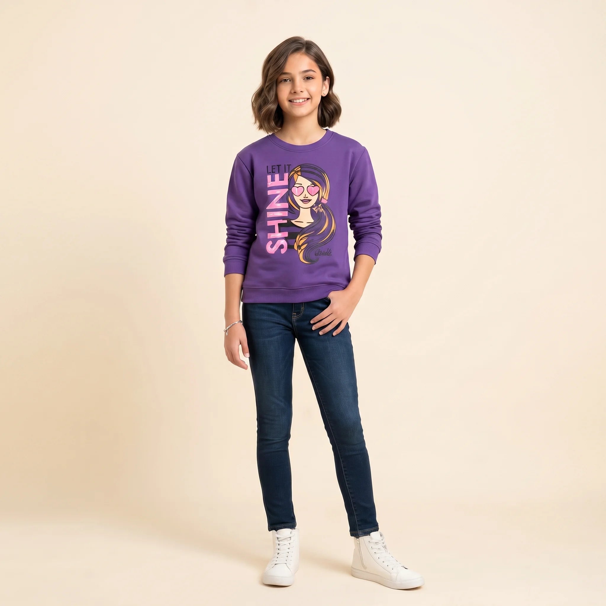 Shine Purple Sweatshirt for Girls ( R-259 N )