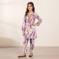 Front Embroidery Purple Shade White 2-Piece Suit Girls ( R-13 N )