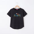 Multi Leaves Embroidery Black T-Shirt Girls ( R-15 N)