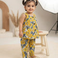 Yellow Flower Grey Skirt Suit ( R-357 N )