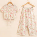 Pink Rose Flower Half Sleeve Off-White Skate Fish- Girls ( R-515 N )