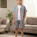 Pink Sky Check Coat Collar Nicker Suit Boys ( R-54 N )