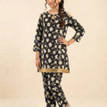 White Sun Flower Black Farshi Shalwar 2 Pcs Suit Girls ( R-85 N)