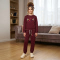 Love Be Embroidery Maroon Track-Suit Girls ( R-94 N )