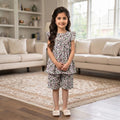 Maroon Green Flower Skin Frock & Short Girls (R-43 N)