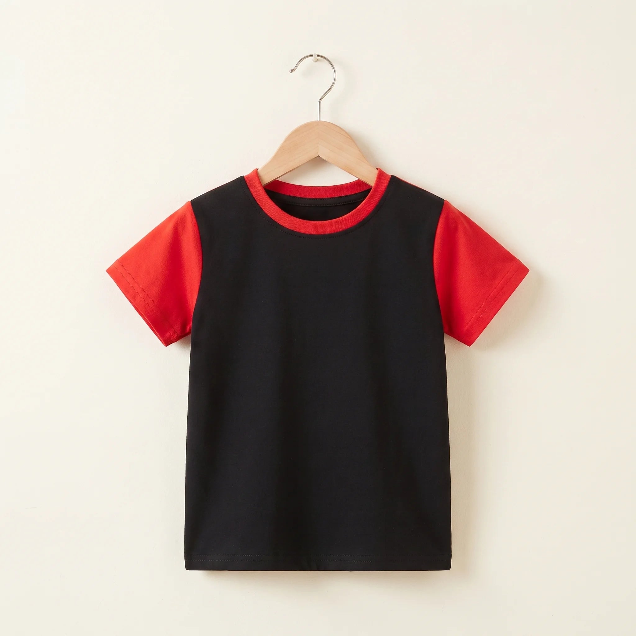Red White Panel Black T-Shirt Boys