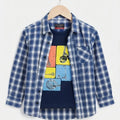 Cycle Graphic Combo Full Sleeve Blue Check Double Casual Shirt Boys( R-308 )