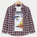 Graphic Print White Inner Full Sleeve Multi Check Double Casual Shirt Boys( R-308 )