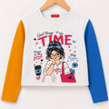 Pretty Girl Full Sleeve Oatmeal T-Shirt Girls ( R-334 N )