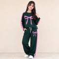 Bow Print Full Sleeve Dark Green Baggy Trouser Shirt Girls ( R-66 N )