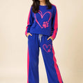 Heart Print Full Sleeve Royal Blue Baggy Trouser Shirt Girls ( R-57 N )