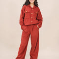 Two Side Pocket Rust Orange ( Corduroy ) Coat Collar Suit Girls ( R- N )