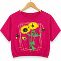 (Short Length)Be With Sun Flower Dark Pink T-Shirt Girls ( R-10 N )