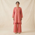 Yellow Flower Print Pink 2Pcs Suit For Women ( R-153 N )