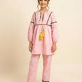 Front Lase Peach 2Pcs Suit-Girls ( R-299 N )