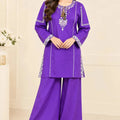 Front Embroidery Purple 2-Piece Suit For Women ( R-195 N )