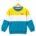 Three Panel White & Teal Fleece Sweatshirt For Boys R-574-582,590