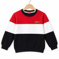 Three Panel Red, White & Black Sweatshirt For Boys R-585