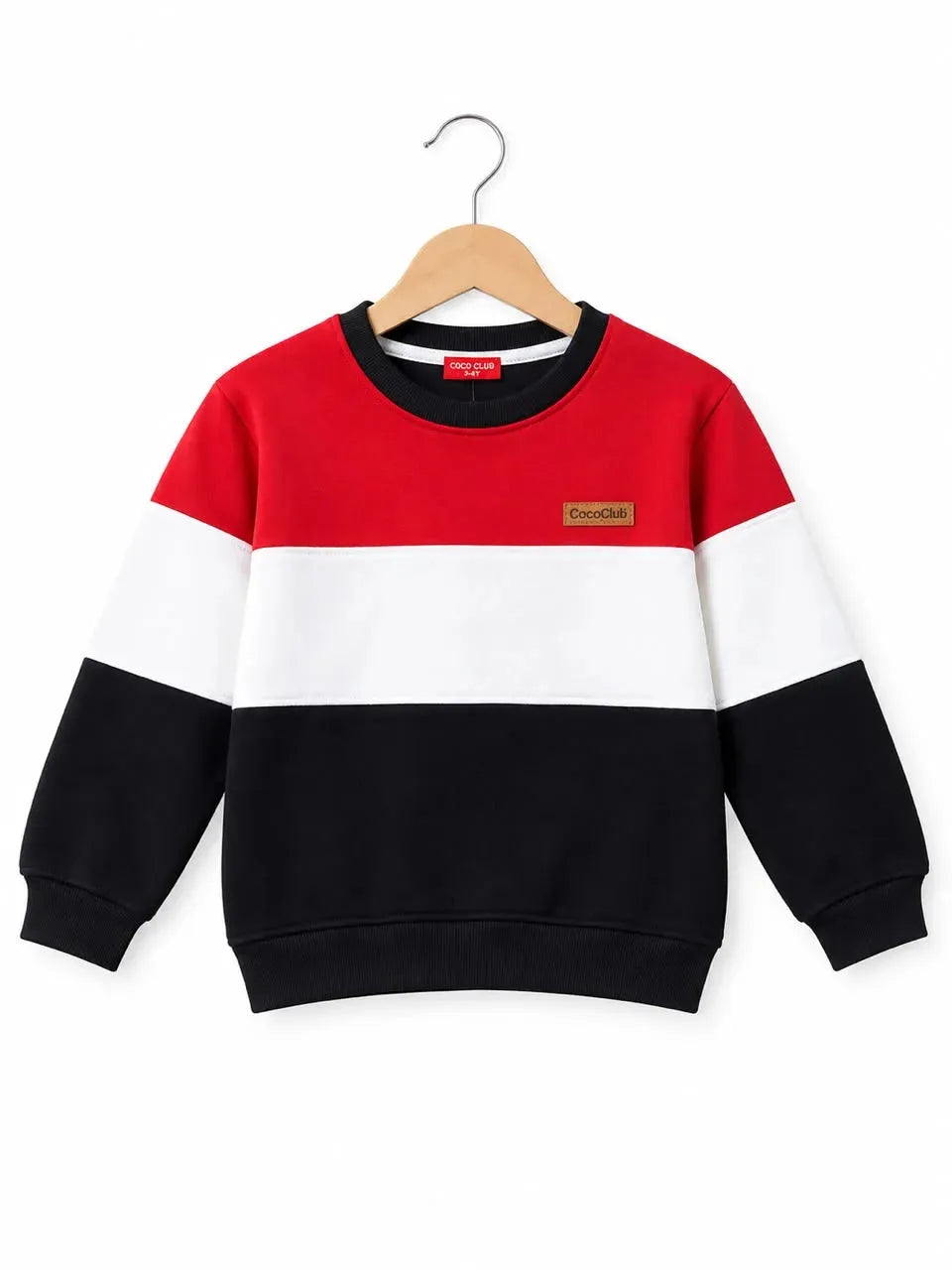 Three Panel Red, White & Black Sweatshirt For Boys R-585