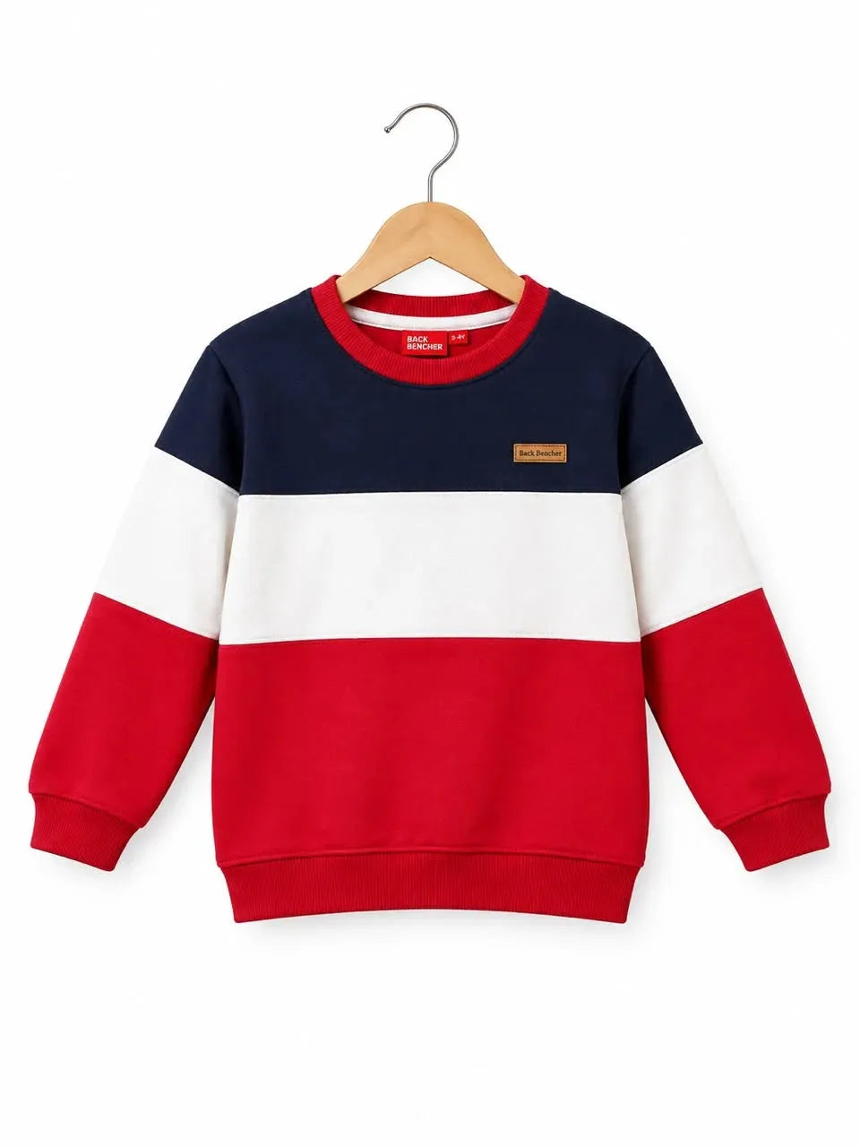 Three Panel Navy Blue, White & Red Sweatshirt For Boys R-600