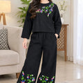 Right Side Embroidery Full Sleeve Black Baggy Tracksuit Girls ( R-160 N)