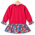 Floral Printed Fleece Red Sweatshirt For Girls R-609