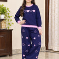 Heart Embroidery Navy Baggy Tracksuit For Girls R-463