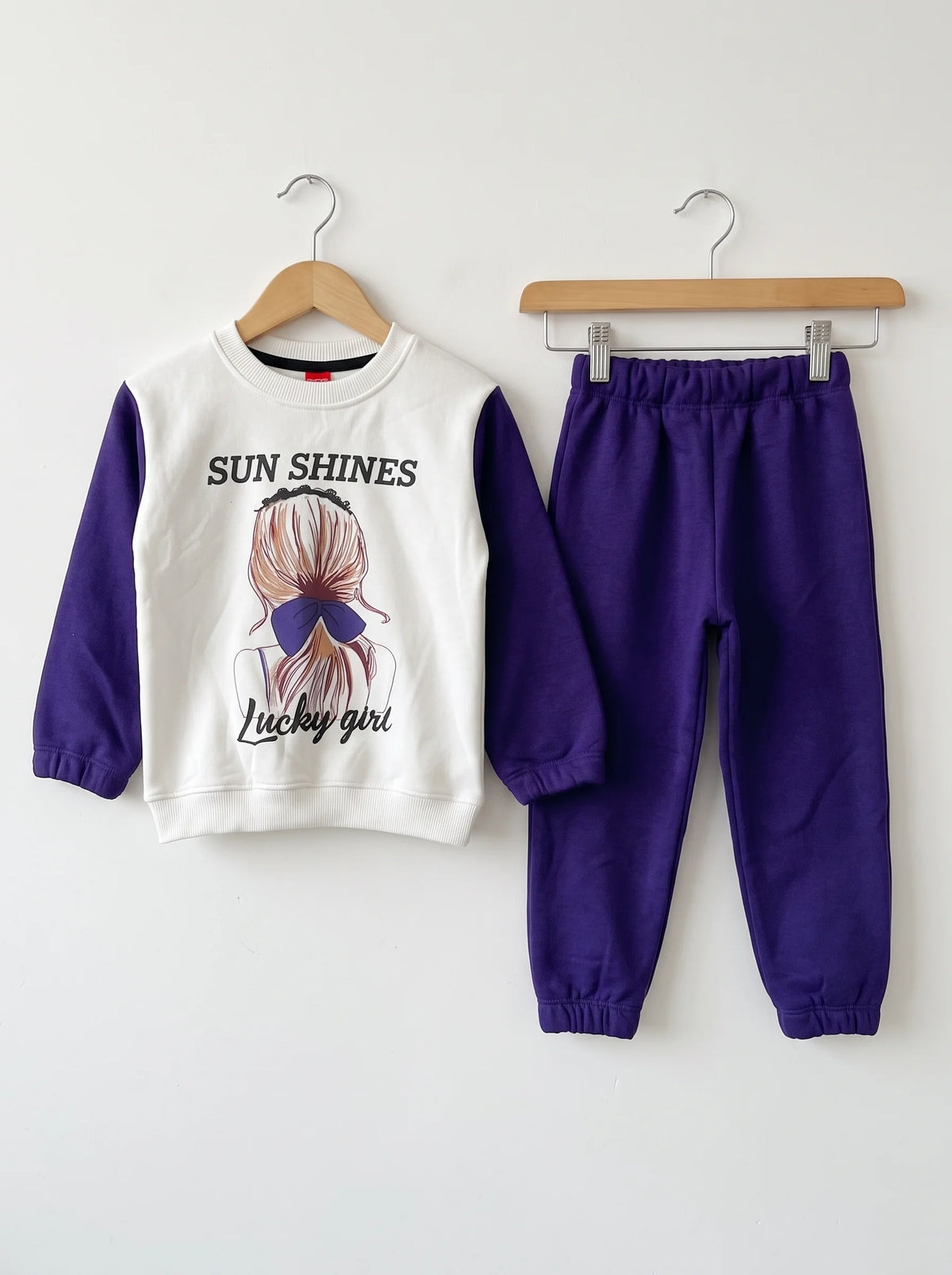 Sun Shine White Body Purple Arms Tracksuit  For Girls ( R-6  N )