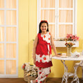 Strawberry Print Sleeveless Peach Red Pair Girls ( CC )