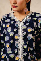 Diamond All Over Print Navy 2Pcs Suit Women
