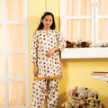 Multi Heart All Over Print Cream 2Pcs Suit Girls ( R-40 )