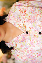 Pink Flower Cream Chines Lehenga 2Pcs Suit Girls(R-500)