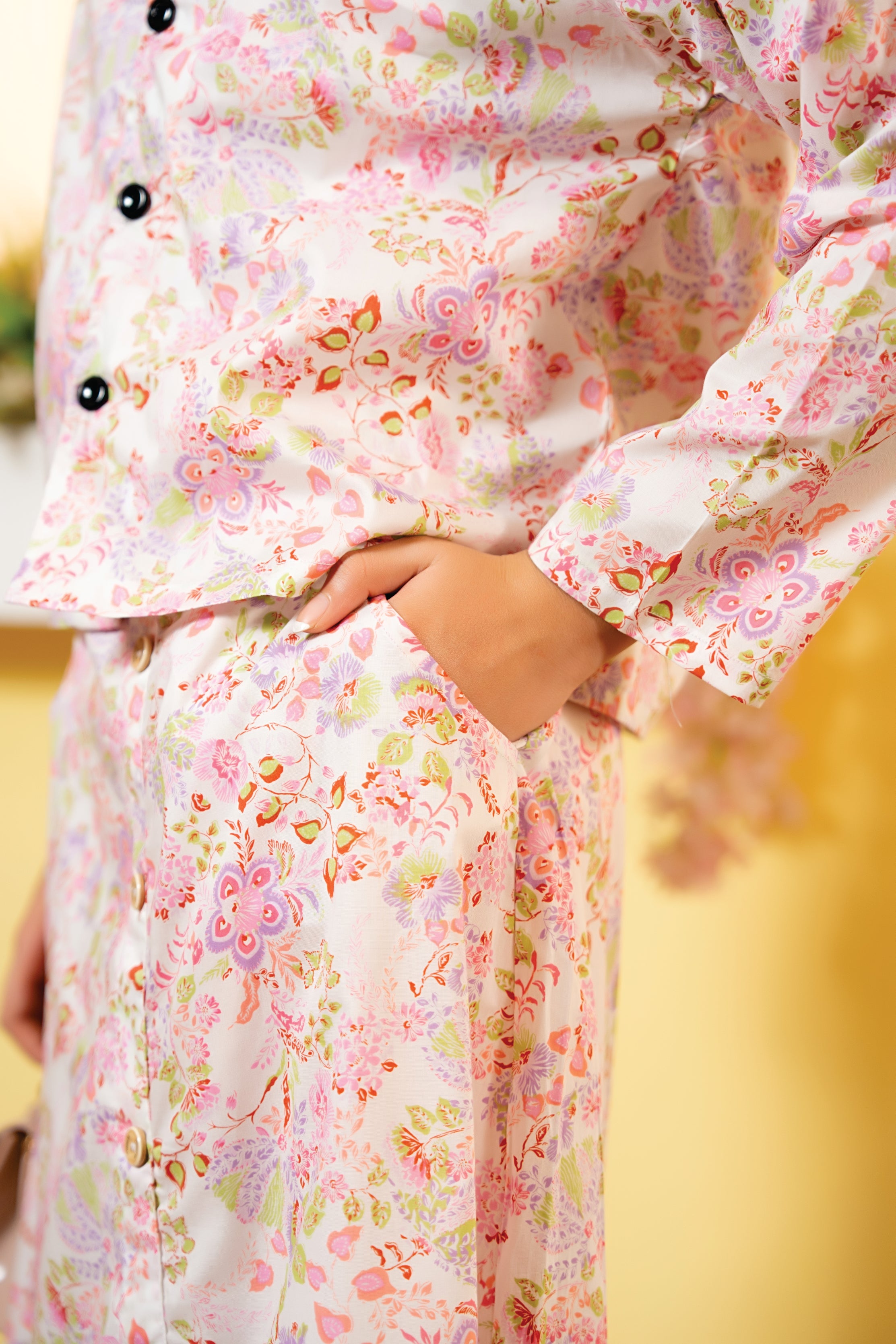 Pink Flower Cream Chines Lehenga 2Pcs Suit Girls