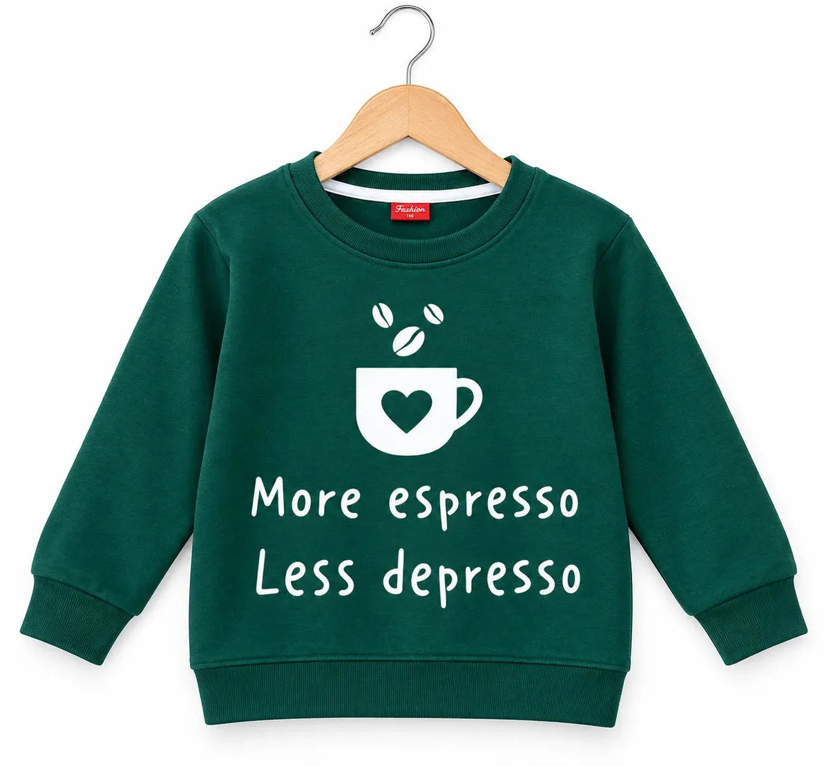 Cup Print Green Sweatshirt For Girls