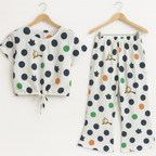 Black  Circle All Over Print Hs White Fish Girls