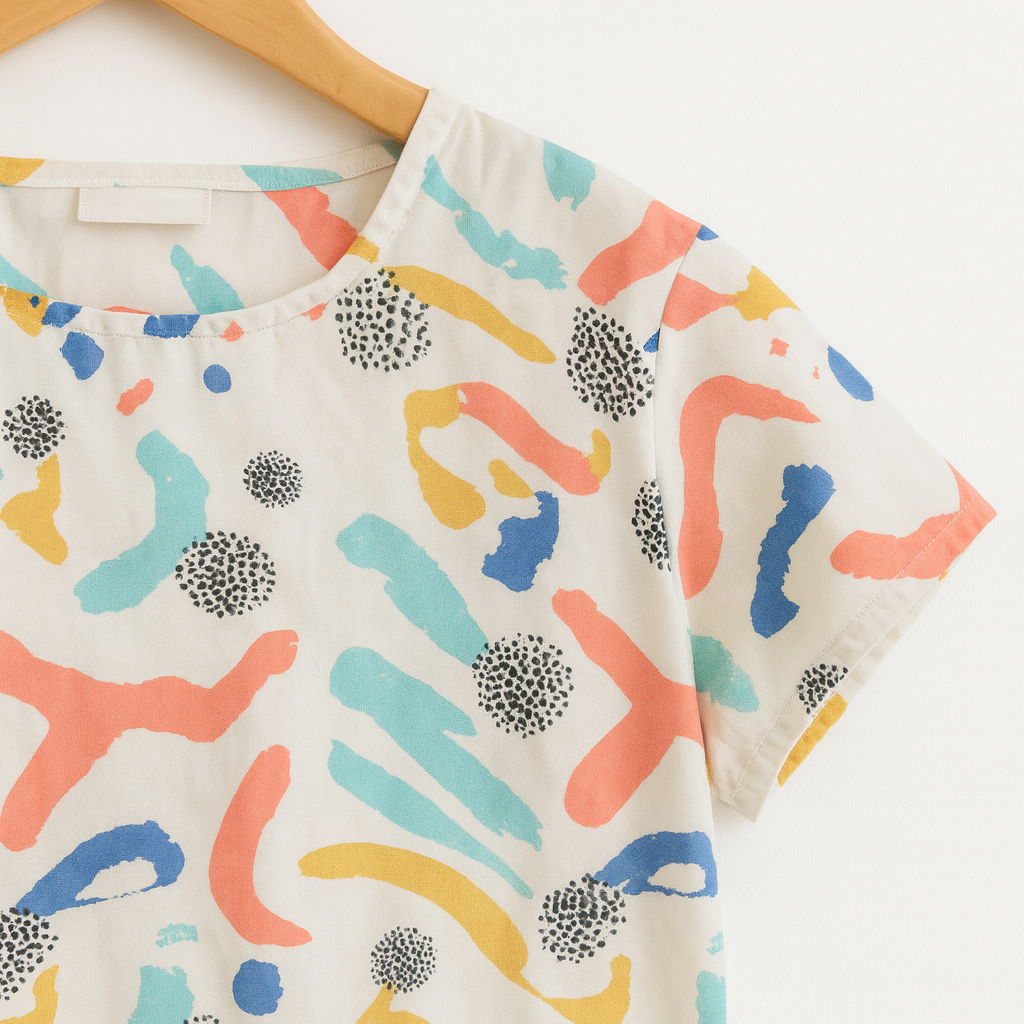 Orange Shade & Circle Half Sleeve White Skate Fish Girls