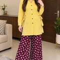 Corduroy Yellow Frock & Floral Printed Palazzo Co-Ord Set For Women