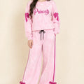 Princess Bow-Accent Pink Tie-Dye Track Suit For Women's
