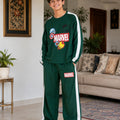 Marvel Print Full Sleeve Green Baggy Trouser Shirt Boys