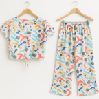 Orange Shade & Circle Half Sleeve White Skate Fish Girls