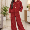 Two Side Pocket Rust Orange ( Corduroy ) Coat Collar Suit Girls ( R-473 N )