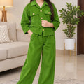 Two Side Pocket Parrot ( Corduroy ) Coat Collar Suit Girls