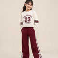 California Print Cream Maroon Track-Suit For Girls (R-73 N)