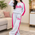 Barbie Print " Full Sleeve Off White Baggy Trouser Shirt For Girls ( R-506 N )