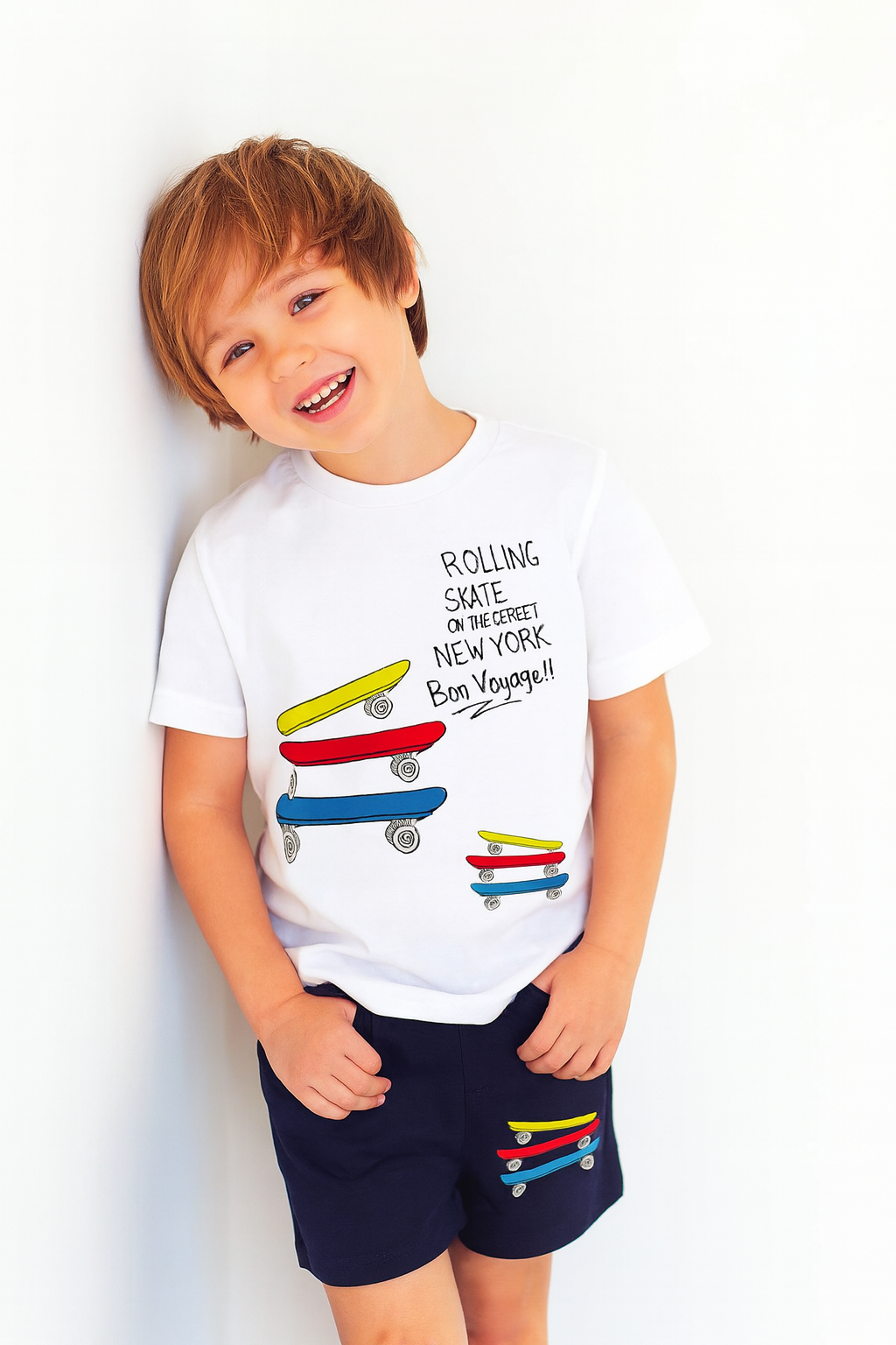 Rolling Skate Half Sleeve White Nicker Suit Boys ( R-365 )