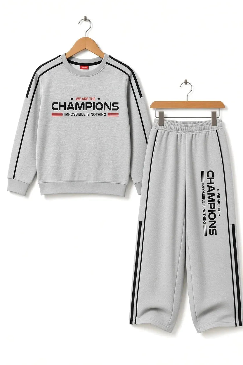 We Are The Champion Grey  Tracksuit For Boys ( B )